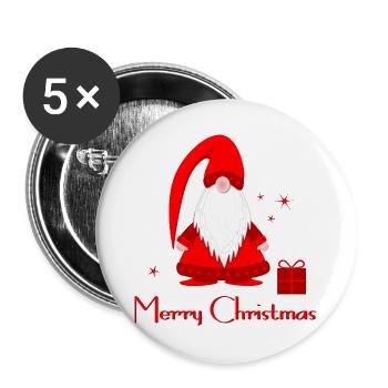 Wichtel Weihnachten Frohe Weihnachten - Buttons groß 56 mm (5er Pack) - Weiß - Vorne