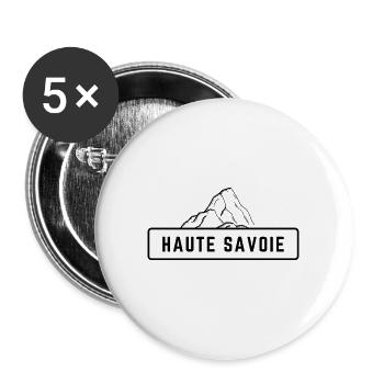 Haute Savoie Schwarzer Berg - Buttons groß 56 mm (5er Pack) - Weiß - Vorne