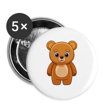 Bär Niedliche Maskottchen Zeichentrickfigur Kawaii - Buttons groß 56 mm (5er Pack) - Weiß - Vorne