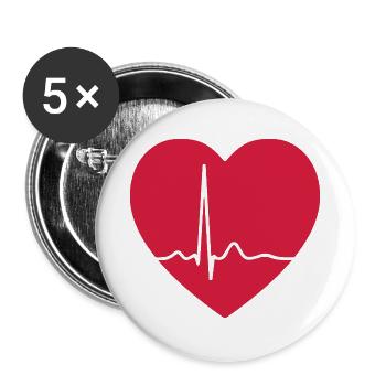 Herzschlag-EKG-Linie Medizinischer Pulswellen-Ikon-Vektor - Buttons groß 56 mm (5er Pack) - Weiß - Vorne