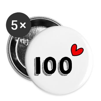 100. 100 JAHRE. 100-JÄHRIGES JUBILÄUM. 100. GEBURTSTAG - Buttons groß 56 mm (5er Pack) - Weiß - Vorne