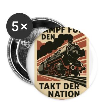 Eisenbahn Dampf für den Takt der Nation - Buttons groß 56 mm (5er Pack) - Weiß - Vorne
