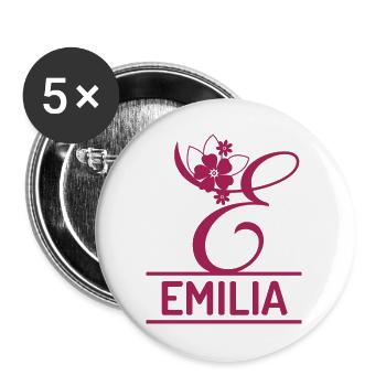 EMILIA Vorname - Buttons groß 56 mm (5er Pack) - Weiß - Vorne