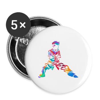 Gelassener Tai Chi Meditierender - Buttons groß 56 mm (5er Pack) - Weiß - Vorne