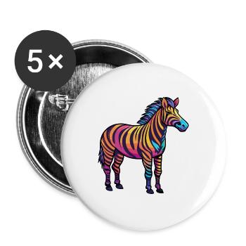Zebra buntes Aquarell Cartoon Kawaii Tier - Buttons groß 56 mm (5er Pack) - Weiß - Vorne