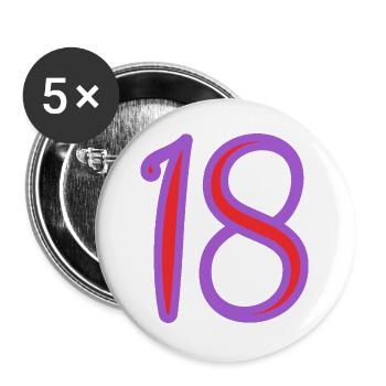 18. 18 JAHRE ALT. 18-JÄHRIGES JUBILÄUM. GEBURTSTAG 18 JAHRE. - Buttons groß 56 mm (5er Pack) - Weiß - Vorne