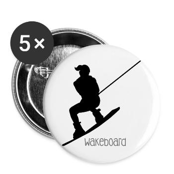 Wakeboarder / Wakeboarderin - Buttons groß 56 mm (5er Pack) - Weiß - Vorne