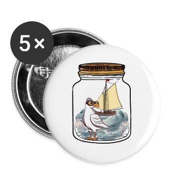 maritime, seagull, message in bottle, seagulls, sailing ship - Buttons large 2.2''/56 mm (5-pack) - white - Front