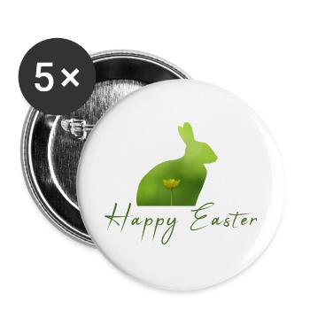 Happy Easter rabbit - Buttons groß 56 mm (5er Pack) - Weiß - Vorne