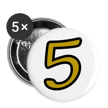 5. 5 JAHRE. 5-JÄHRIGES JUBILÄUM. 5-JÄHRIGES JUBILÄUM. 5. - Buttons groß 56 mm (5er Pack) - Weiß - Vorne