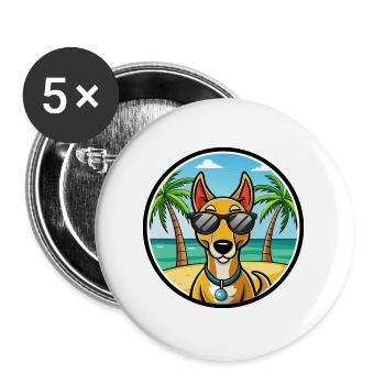 Russischer Harlekin Hund Rasse Cartoon Strand - Buttons groß 56 mm (5er Pack) - Weiß - Vorne