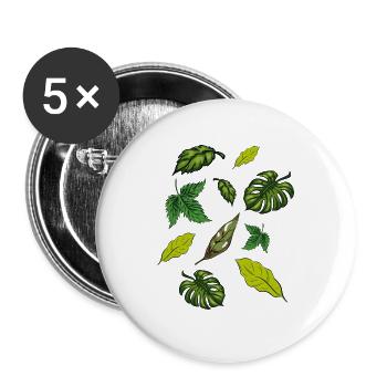 Zimmerpflanzen Pflanzen Blätter - Buttons groß 56 mm (5er Pack) - Weiß - Vorne