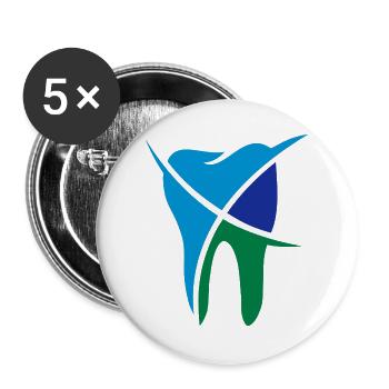 Zahn 3-farbig - Buttons groß 56 mm (5er Pack) - Weiß - Vorne
