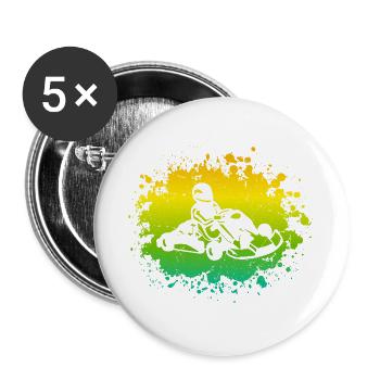 Go Kart Kartfahrer Gokart Motorsport Go-Kart - Buttons groß 56 mm (5er Pack) - Weiß - Vorne
