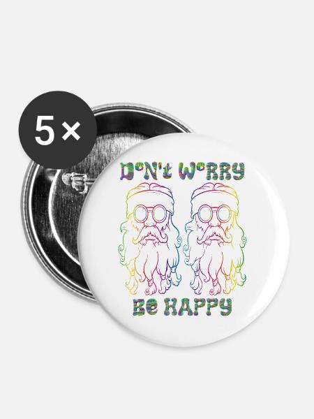 Psychedelische Hippies - Buttons groß 56 mm (5er Pack) - Weiß