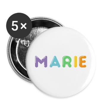 Marie Pastellfarbener Blockschriftzug - Buttons groß 56 mm (5er Pack) - Weiß - Vorne