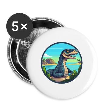 Anakonda Aquarell Cartoon Kawaii Clipart Tier - Buttons groß 56 mm (5er Pack) - Weiß - Vorne