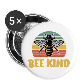 Bienenflüsterer - Biene - Imker- Bee Kind - Buttons groß 56 mm (5er Pack) - Weiß - Vorne