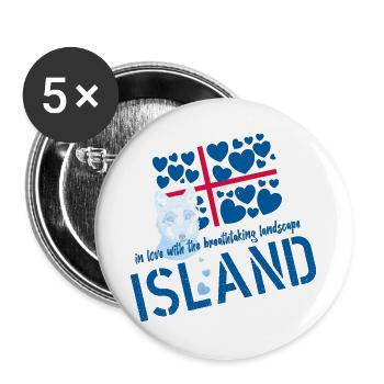 Island Polarfuchs Iceland - Buttons groß 56 mm (5er Pack) - Weiß - Vorne