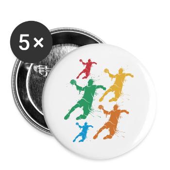 Handballspieler Handballer Jungen Handball Kinder - Buttons groß 56 mm (5er Pack) - Weiß - Vorne