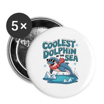 Coolest Dolphin In The Sea - Buttons large 2.2''/56 mm (5-pack) - white - Front