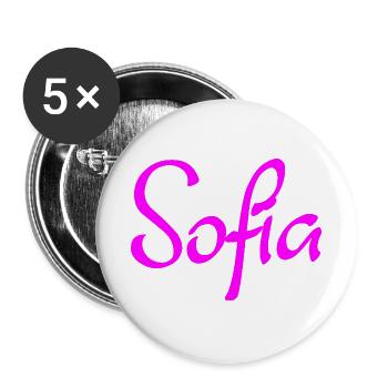Sofia Neon-Schriftzug - Buttons groß 56 mm (5er Pack) - Weiß - Vorne