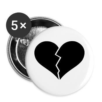 Herz zerbrochen Design gebrochenes Herz - Buttons groß 56 mm (5er Pack) - Weiß - Vorne