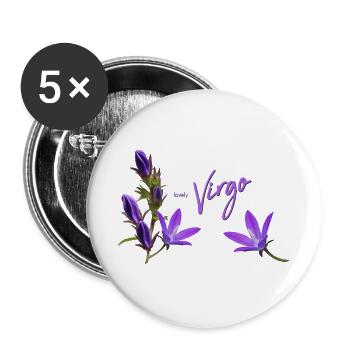 Jungfrau Sternzeichen Jungfrau Glockenblume - Buttons groß 56 mm (5er Pack) - Weiß - Vorne