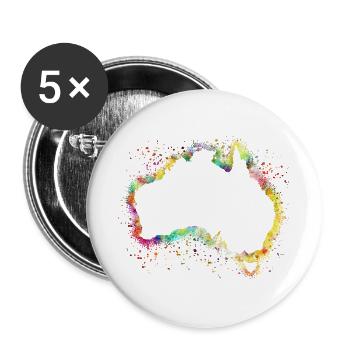 Australien Kontinent - Buttons groß 56 mm (5er Pack) - Weiß - Vorne