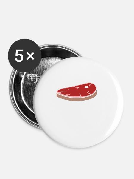 Steak Fleischbrocken Grillfleisch - Buttons groß 56 mm (5er Pack) - Weiß