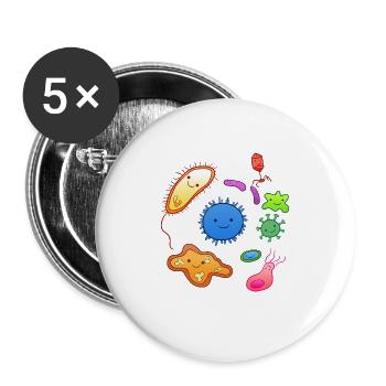 Bakterien Viren Mikrobiom Zellen Biologie - Buttons groß 56 mm (5er Pack) - Weiß - Vorne