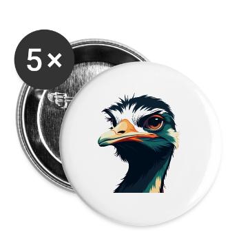 Ostrich Cartoon Character Colorful Pet Animal - Buttons large 2.2''/56 mm (5-pack) - white - Front