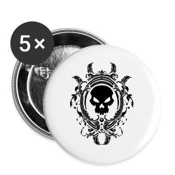 Totenkopf - Buttons groß 56 mm (5er Pack) - Weiß - Vorne