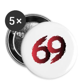 69 Symbol Zahl Neunundsechzig - Buttons groß 56 mm (5er Pack) - Weiß - Vorne