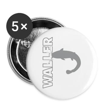 Waller fischen Nachtangeln Angler und Anglerin - Buttons groß 56 mm (5er Pack) - Weiß - Vorne