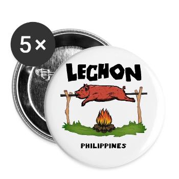 Lechon Philippines Suckling Pig Cebu Manila Gift - Buttons large 2.2''/56 mm (5-pack) - white - Front