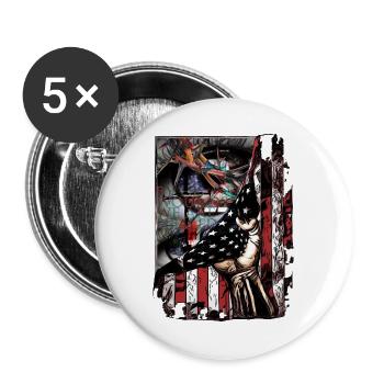 Fäuste vor Flagge: rebellischer Patriotismus - Buttons groß 56 mm (5er Pack) - Weiß - Vorne
