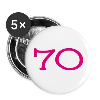 70. 70 JAHRE. 70-JÄHRIGES JUBILÄUM. 70-JÄHRIGES JUBILÄUM. - Buttons groß 56 mm (5er Pack) - Weiß - Vorne