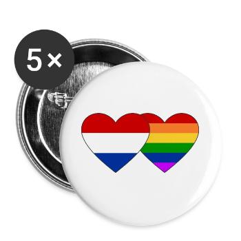 Holland Regenbogen Flagge - Buttons groß 56 mm (5er Pack) - Weiß - Vorne