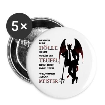 Teufel Satan Luzifer Hölle Halloween - Buttons groß 56 mm (5er Pack) - Weiß - Vorne