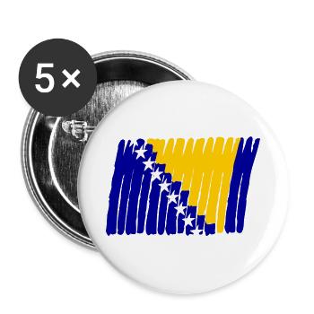 Bosnien Flag Flagge painted gemalt Star Sterne - Buttons groß 56 mm (5er Pack) - Weiß - Vorne