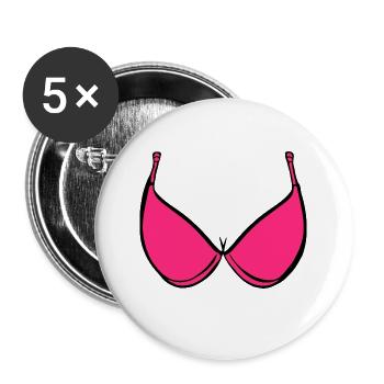 Brüste BH Rosa - Buttons groß 56 mm (5er Pack) - Weiß - Vorne
