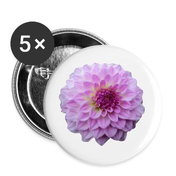 Blume rosa pinke Blume Blumen pink rosa Blumen - Buttons groß 56 mm (5er Pack) - Weiß - Vorne