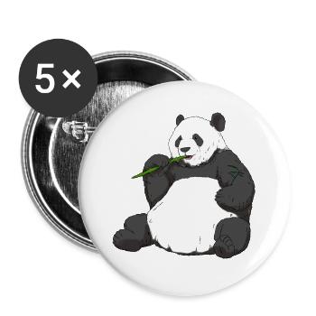 Großer Panda Süßer Pandabär Tierfreund - Buttons groß 56 mm (5er Pack) - Weiß - Vorne