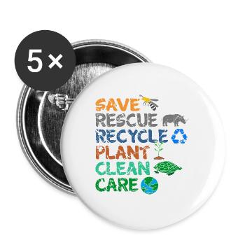 Umweltschützer Grüne Umweltschutz Spruch Öko - Buttons groß 56 mm (5er Pack) - Weiß - Vorne