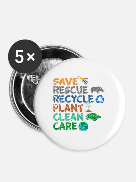 Umweltschützer Grüne Umweltschutz Spruch Öko - Buttons groß 56 mm (5er Pack) - Weiß