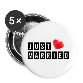 FRISCH VERHEIRATET. ICH LIEBE DICH. ICH LIEBE DICH. LIEBE. LIEBE. - Buttons groß 56 mm (5er Pack) - Weiß - Vorne