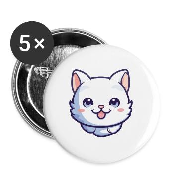 Bambino Katze Cartoon Aquarell Illustration - Buttons groß 56 mm (5er Pack) - Weiß - Vorne
