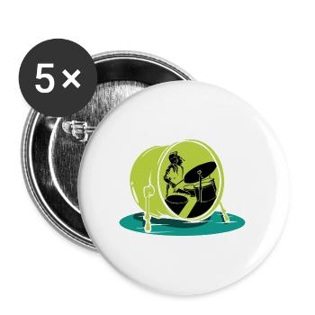 Rhythmischer Trommler Bühnenauftritt - Buttons groß 56 mm (5er Pack) - Weiß - Vorne