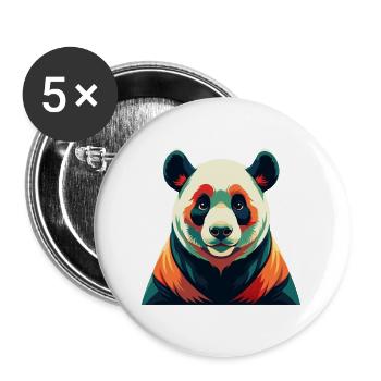 Panda Dessin animé Personnage Animal de compagnie coloré - Lot de 5 grands badges (56 mm) - blanc - Devant